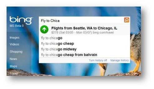 Bing Flight Suggestions