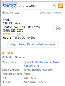 Bing Mobile - Local feature