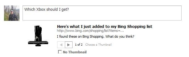 Bing Shopping Facebook integration