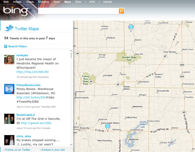 Twitter Maps on Bing