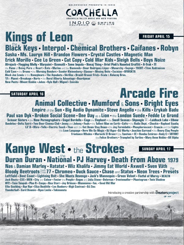 Coachella 2011 Artist line-up - streaming online via YouTube