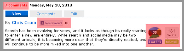 Comments, Tweets, Buzzes, Recommends, etc.