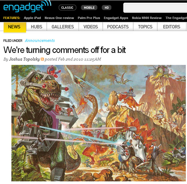 Engadget turns off comments