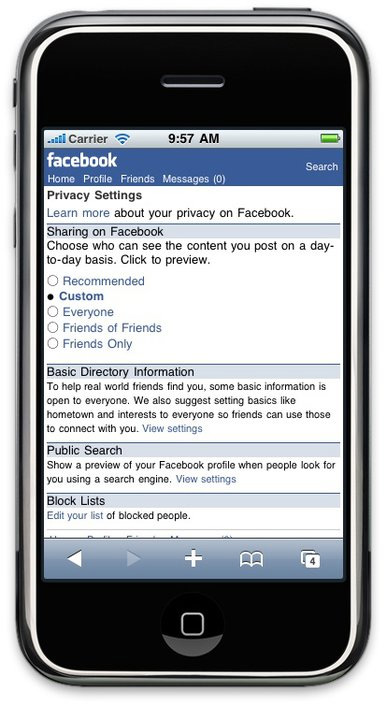 Facebook Mobile Privacy Settings
