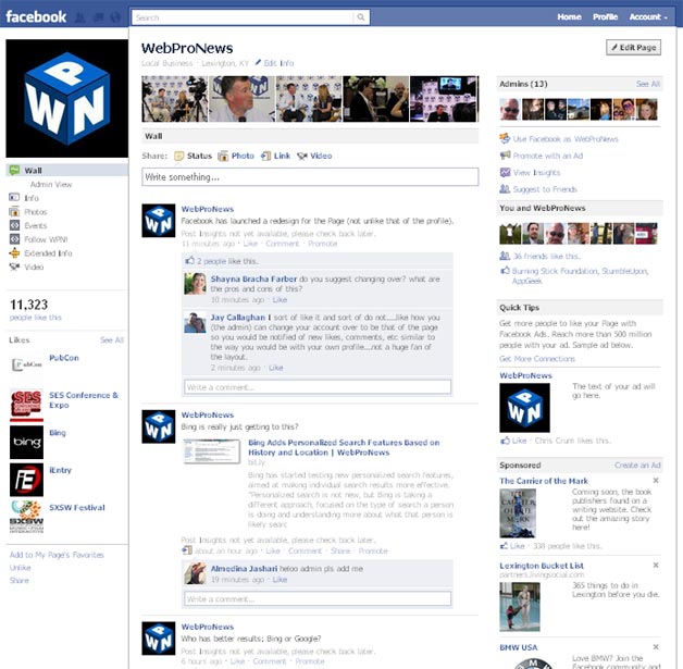 Facebook Page Redesign