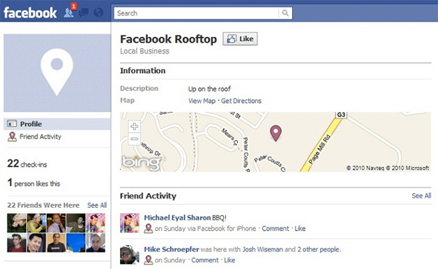 Facebook Places and Bing Maps