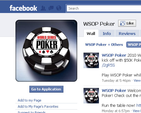 World Series of Poker app on Facebook