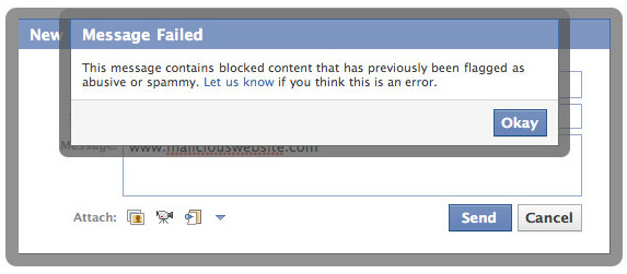 Facebook Spam Message