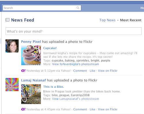 Flickr, Facebook integration