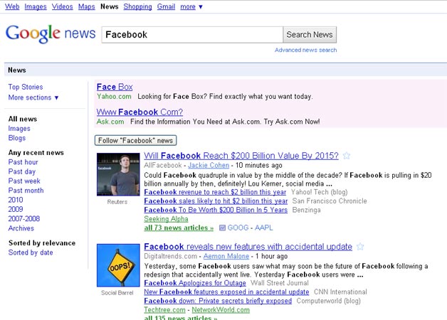 Follow Facebook News on Google News