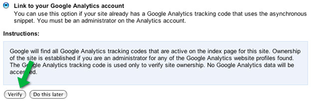 Verify with Google Analytics