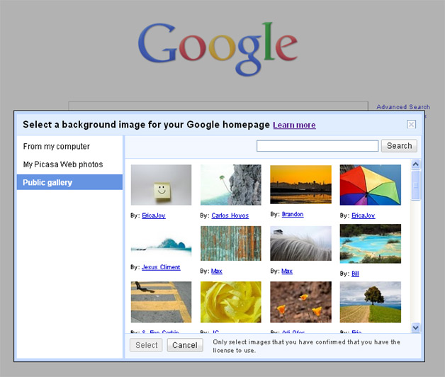 Google Background images