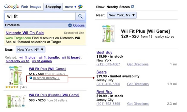 Google Product Search for Mobile - new feature shows when items are in stock