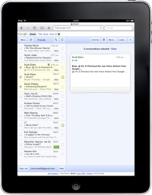 Gmail on the iPad gets a new look
