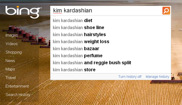 Kim Kardashian Bing Search