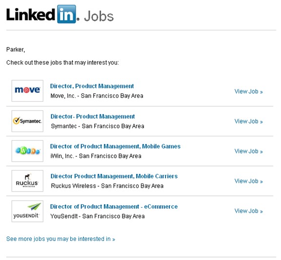 LinkedIn Jobs Alert emails