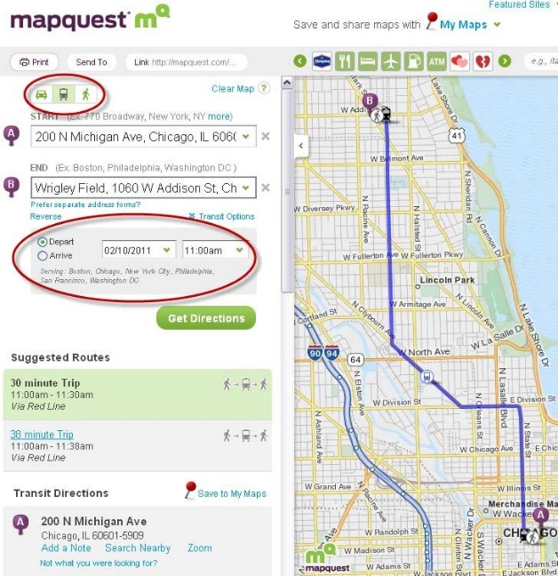 Walking Directions Now on MapQuest (Transit Too)