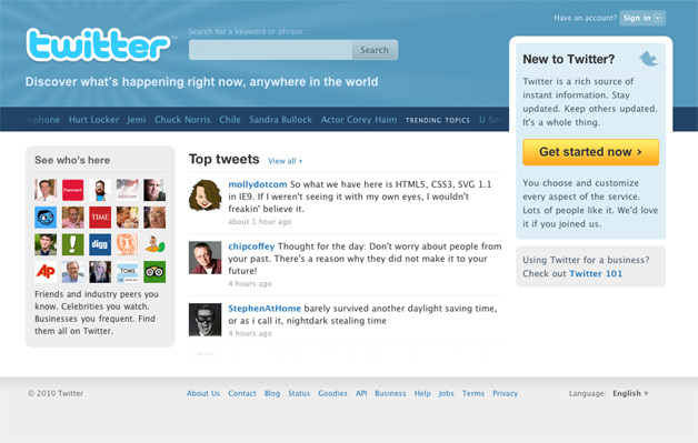 New Twitter Home Page being tested