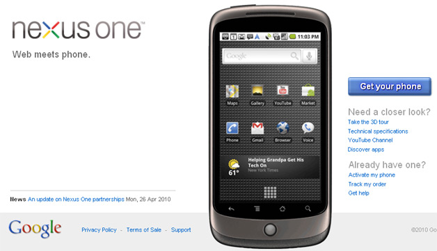 Nexus One Web Store