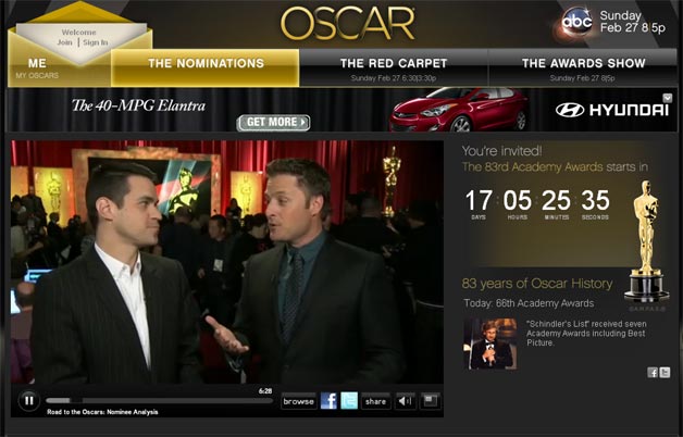 Oscar Website to have all kinds of live coverage