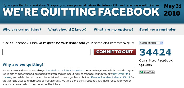 Quit Facebook Day - The Site