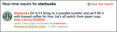 Starbucks Promoted Tweet (Via AdAge)