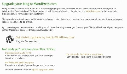 Live Spaces Goes WordPress