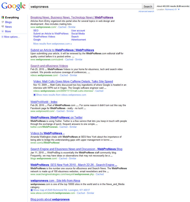 WebProNews - New Google SERP