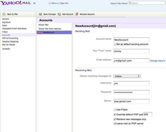 Yahoo Mail - Add Gmail Address