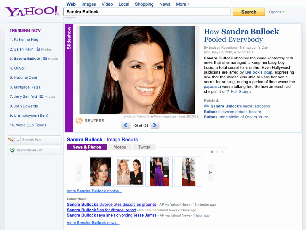 Yahoo Sandra Bullock Search