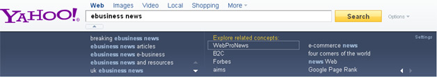 eBusiness News suggestions on Yahoo