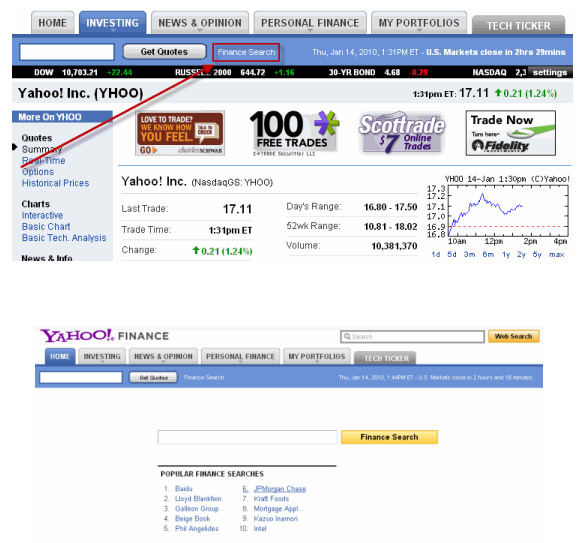 Yahoo Finance Search