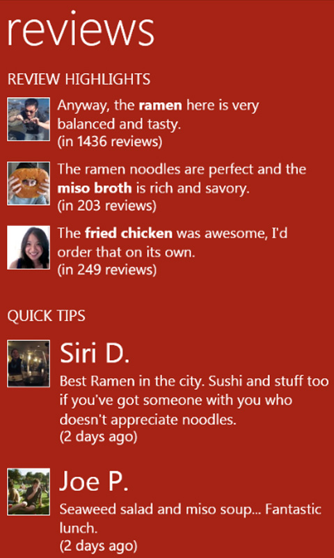 Yelp Windows Phone 7 App