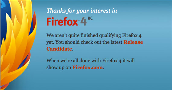 Firefox 4 message