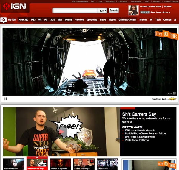 IGN front page