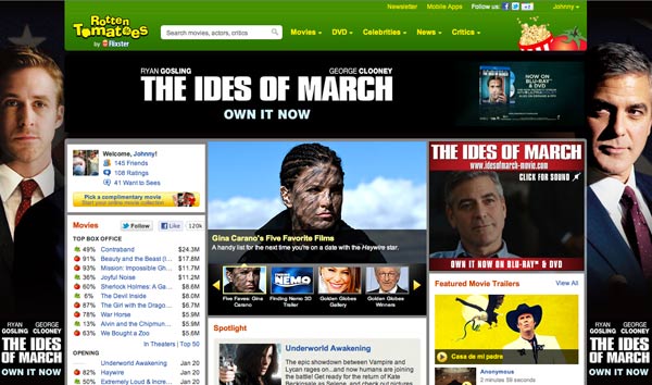 Rottentomatoes front page