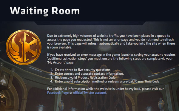 SWTOR Waiting Room message