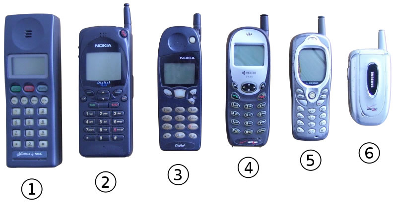 Various cellular phones from the last decade