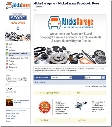 Micks Garage Facebook Store - review by Krishna De social media mentor
